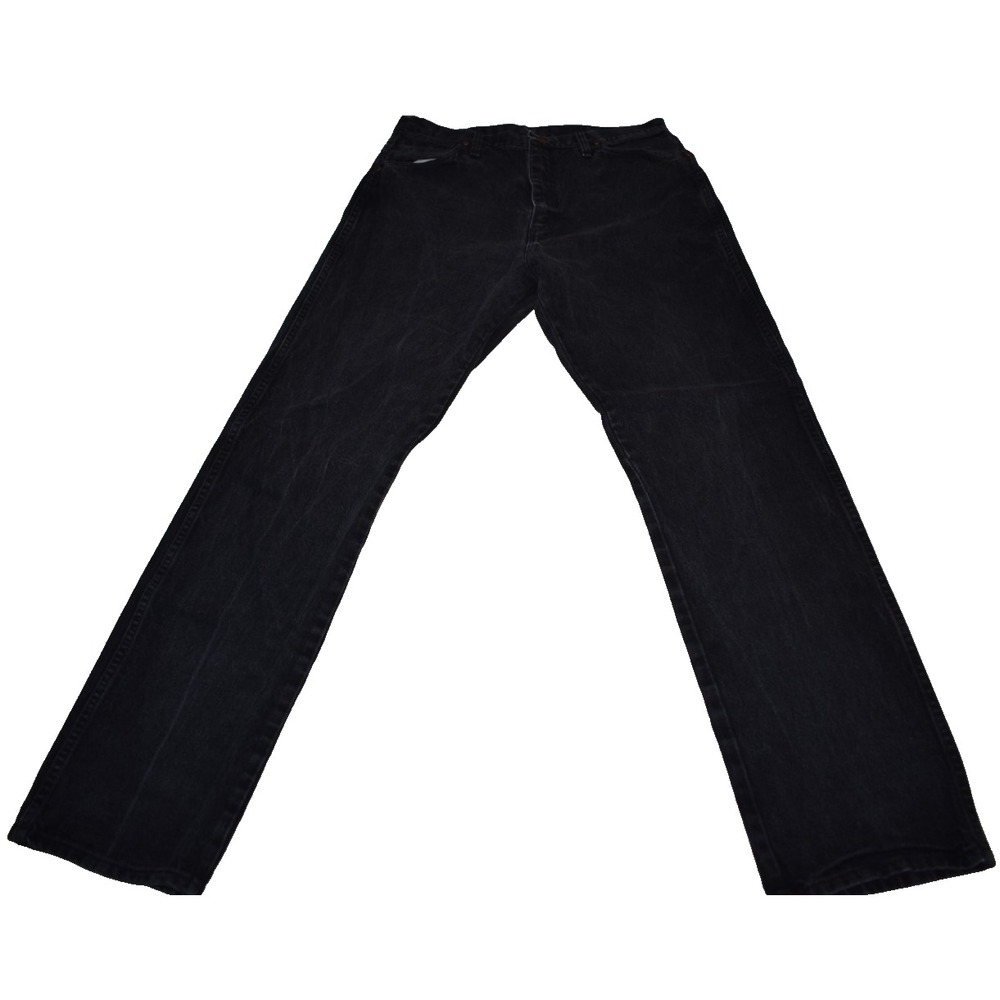 Wrangler Vintage Black Jeans Mens 35x34 Straight Leg Made in USA Faded